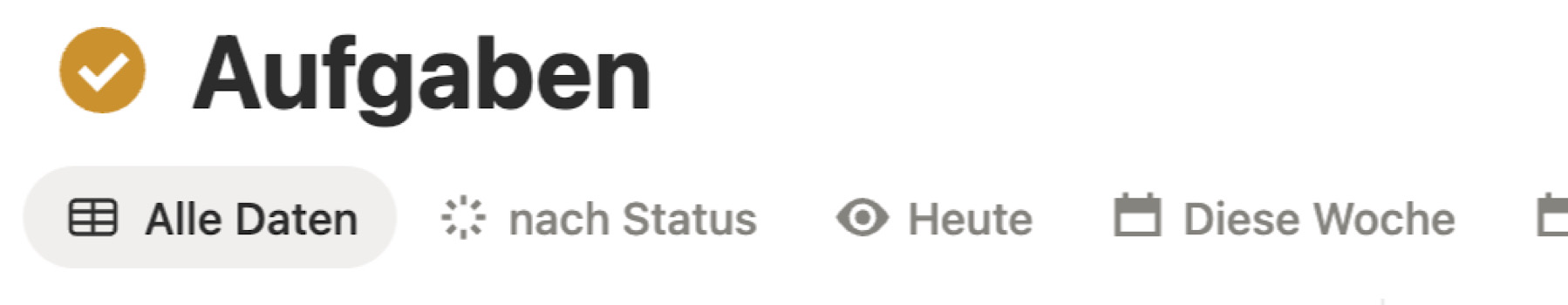 Verschiedene Ansichten in einer Aufgaben Datenbank