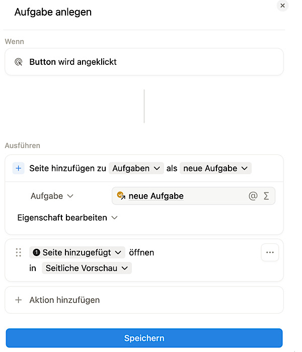 Eine Button-Automatisierung in einer Notion Datenbank hinzufügen
