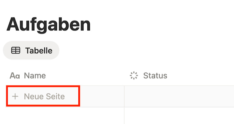 Einen neuen Eintrag in einer Notion Datenbank hinzufügen - Variante 1