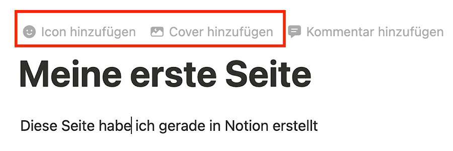 Icons und Cover in Notion zu einer Seite hinzufügen